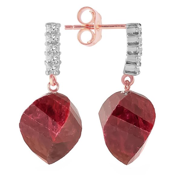 14k Gold Earrings with Diamonds & Rubies